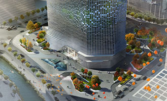 Winning entry for the remodelling of the Hanwha Headquarters and public space in Seoul 
